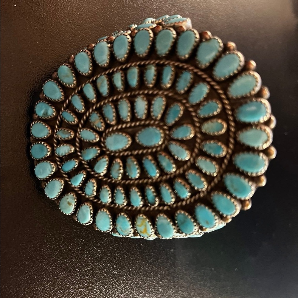 Turquoise Silver Statement Cuff - image 7